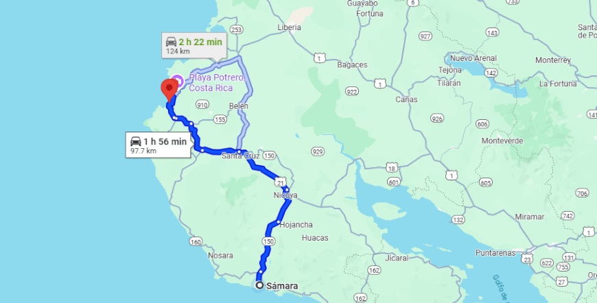 Playa Samara to/from Playa Flamingo