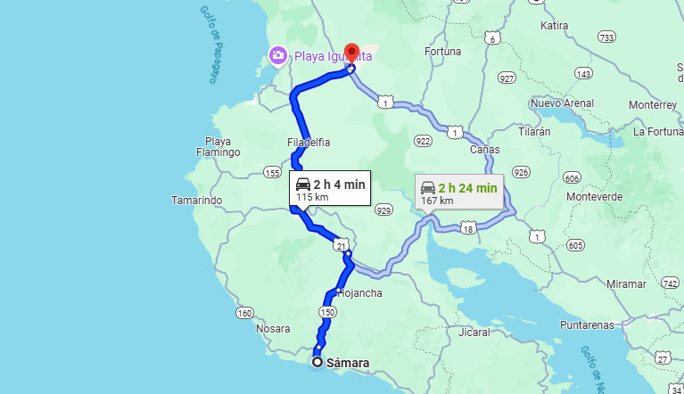 Playa Samara To/From Liberia Downtown