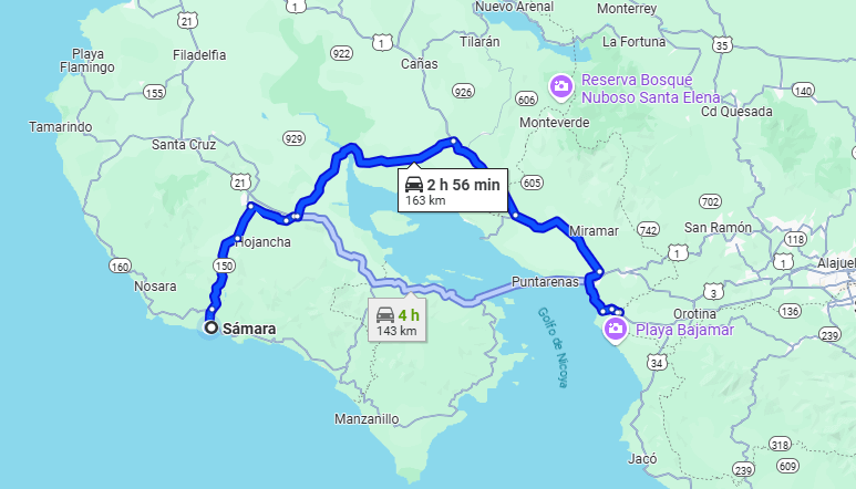 Playa Samara To/From Caldera