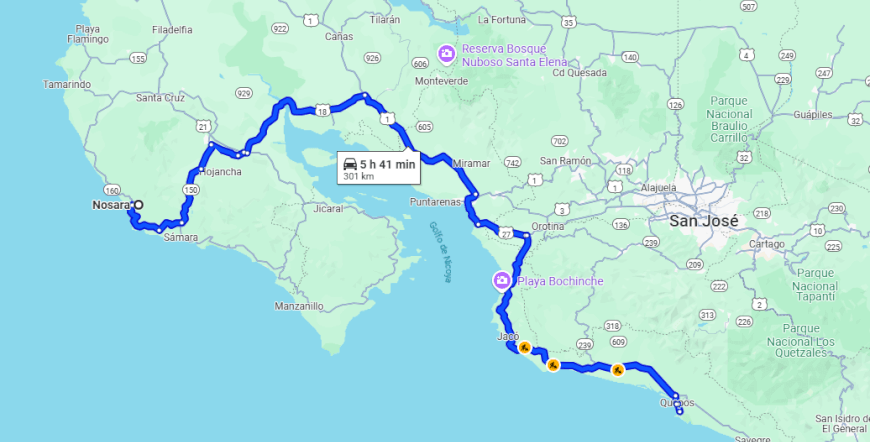 Nosara To/From Manuel Antonio