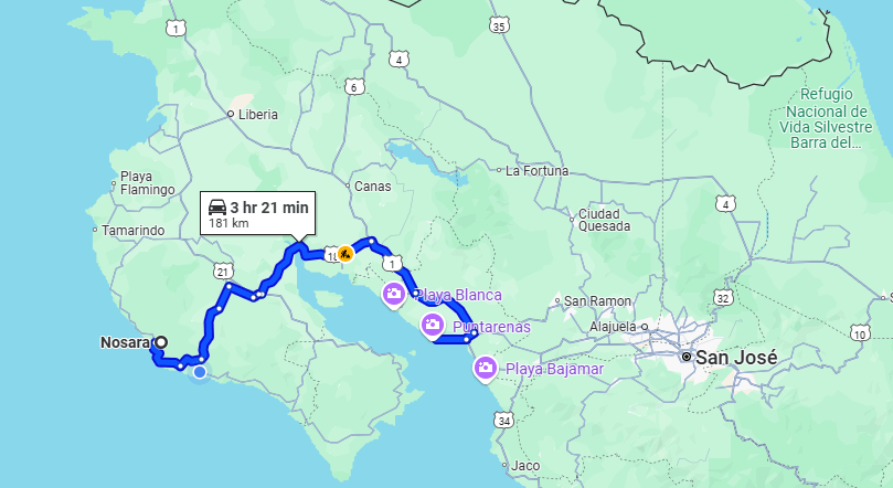 Nosara To/From Puntarenas