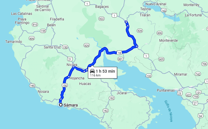 Playa Samara To/From Cañas/Rafting