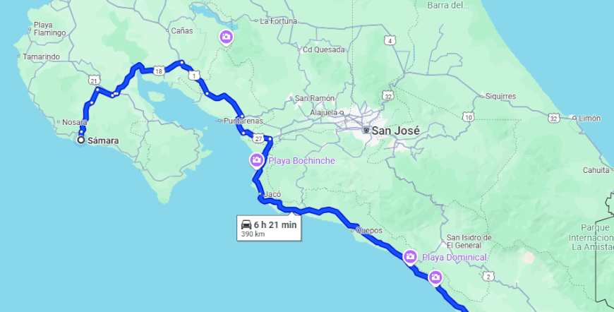 Playa Samara To/From Sierpe